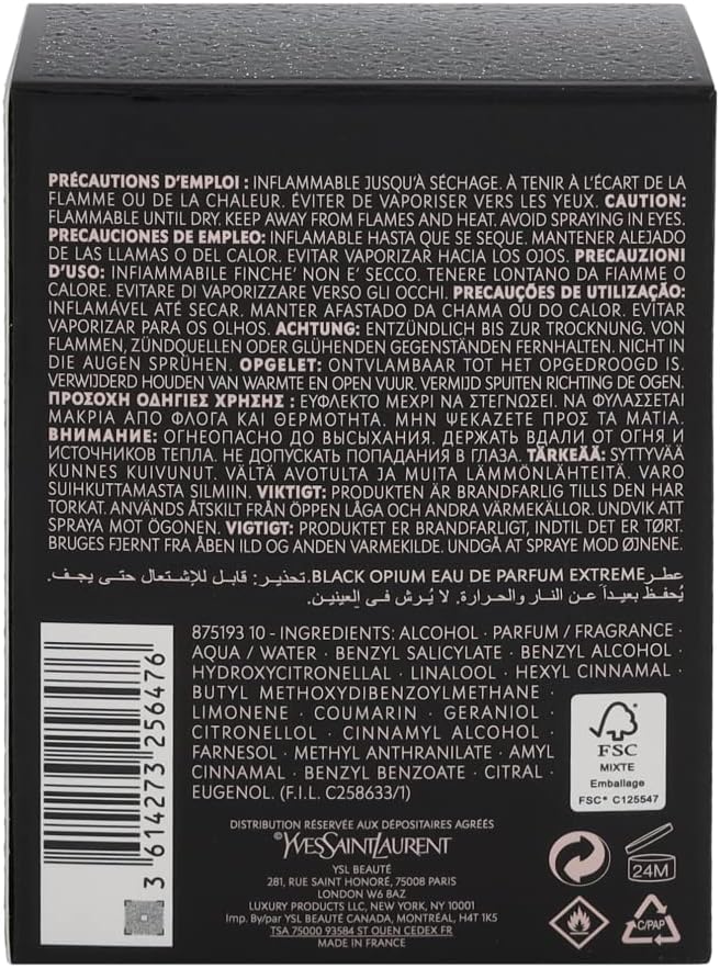 Yves Saint Laurent Black Opium Extreme Eau De Parfum Extreme 50Ml, (Pack Of 1)