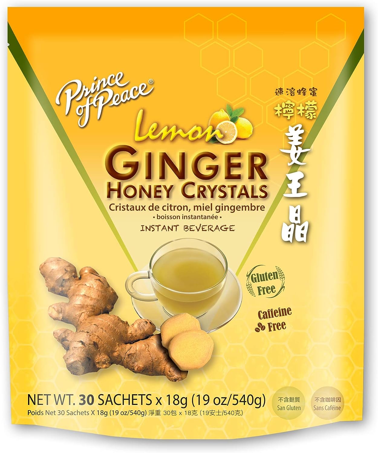 Prince of Peace Instant Lemon Ginger Honey Crystals, 30 Sachets ? Inst
