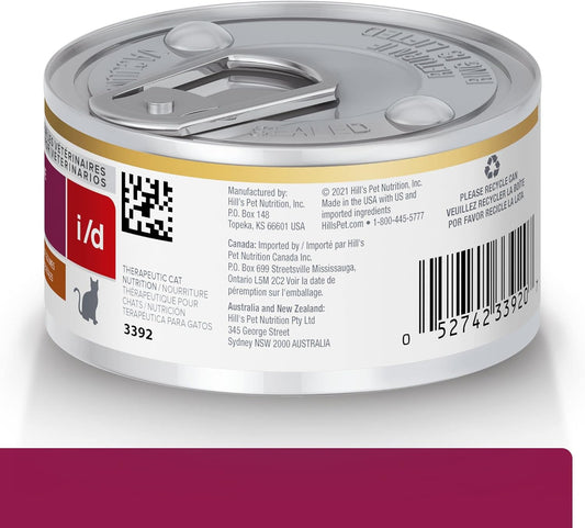 Hill'S Prescription Diet I/D Digestive Care Chicken & Vegetable Stew Wet Cat Food, Veterinary Diet, 2.9 Oz. Cans, 24-Pack