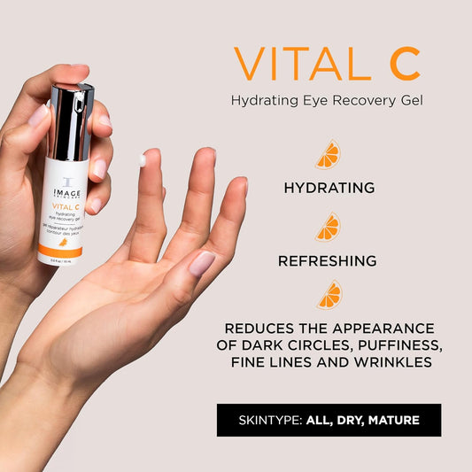 Image Skincare, Vital C Hydrating Eye Recovery Gel, With Vitamin C And Peptides To Reduce Appearance Of Dark Circles, Bags, And Wrinkles Under Eyes, 0.5 Fl Oz