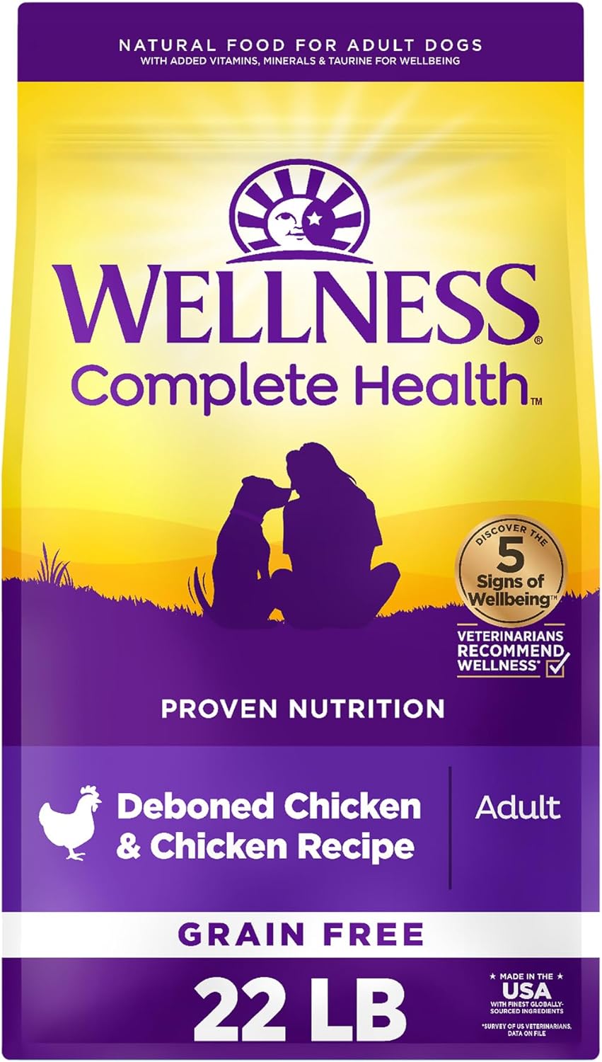 Wellness Complete Health Grain Free Adult Dry Dog Food, Chicken & Chicken Meal Recipe, 22 Pound Bag