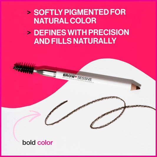 Wet N Wild Brow-Sessive Brow Pencil, Ultra-Precise Dual Ended Spoolie Brush For Perfect Buildable Blendable Shaping, Natural Lasting Shades For Every Brow, Cruelty-Free & Vegan - Dark Brown(Packaged)