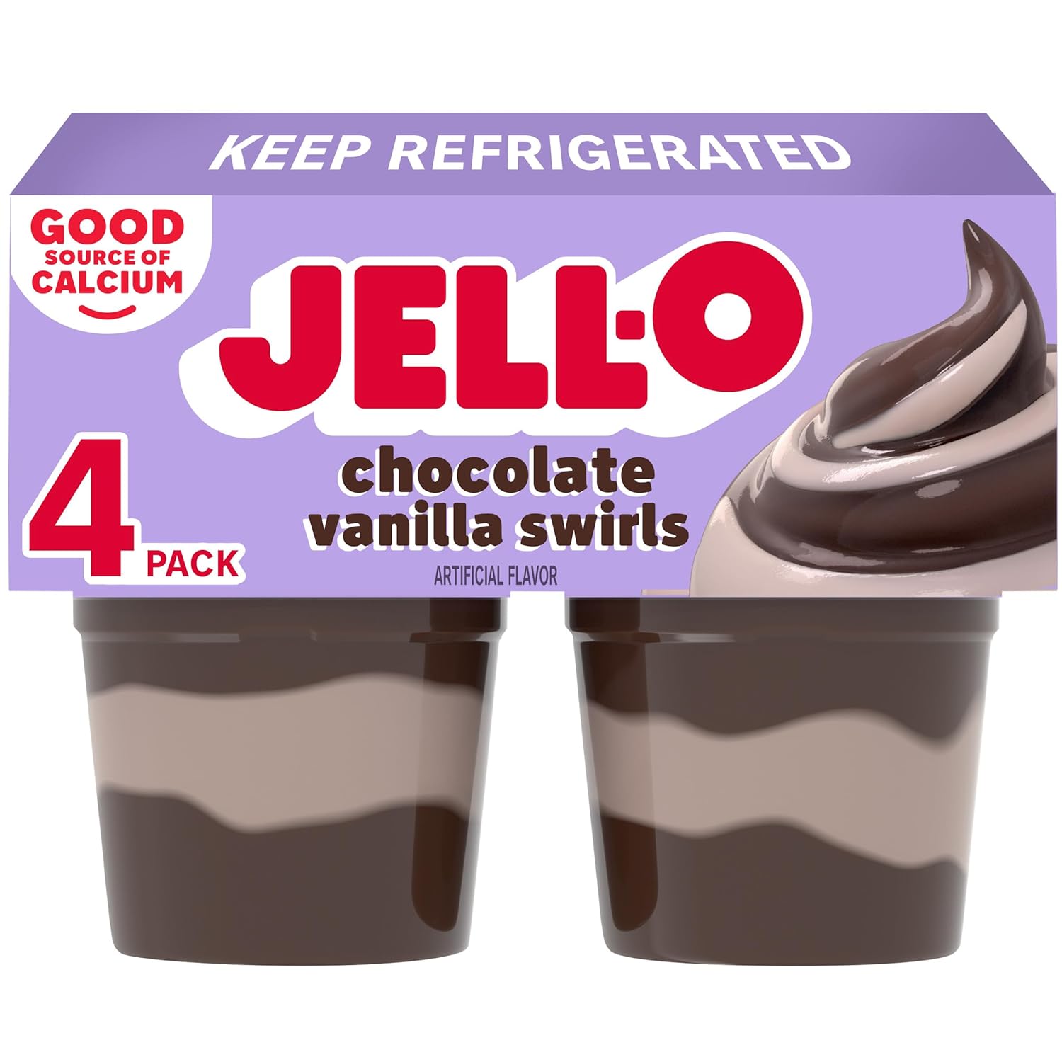 Jell-O Original Chocolate Vanilla Swirls Refrigerated Pudding Cups Snack (4 Ct Cups)