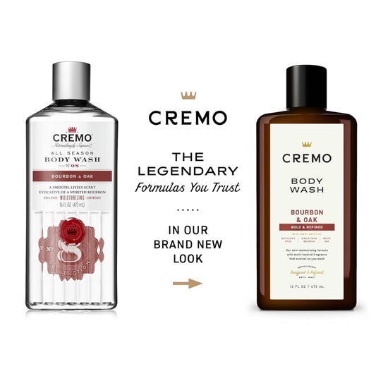 Cremo Rich-Lathering Bourbon & Oak Body Wash For Men, A Sophisticated Blend Of Distillers Spice, Fine Bourbon And White Oak, 16 Fl Oz