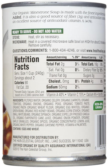 Health Valley Organic Minestrone Soup, No Salt, 15 Oz, 3 Pk