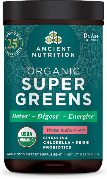Ancient Nutrition Organic Watermelon Supergreens, 8.82 Oz