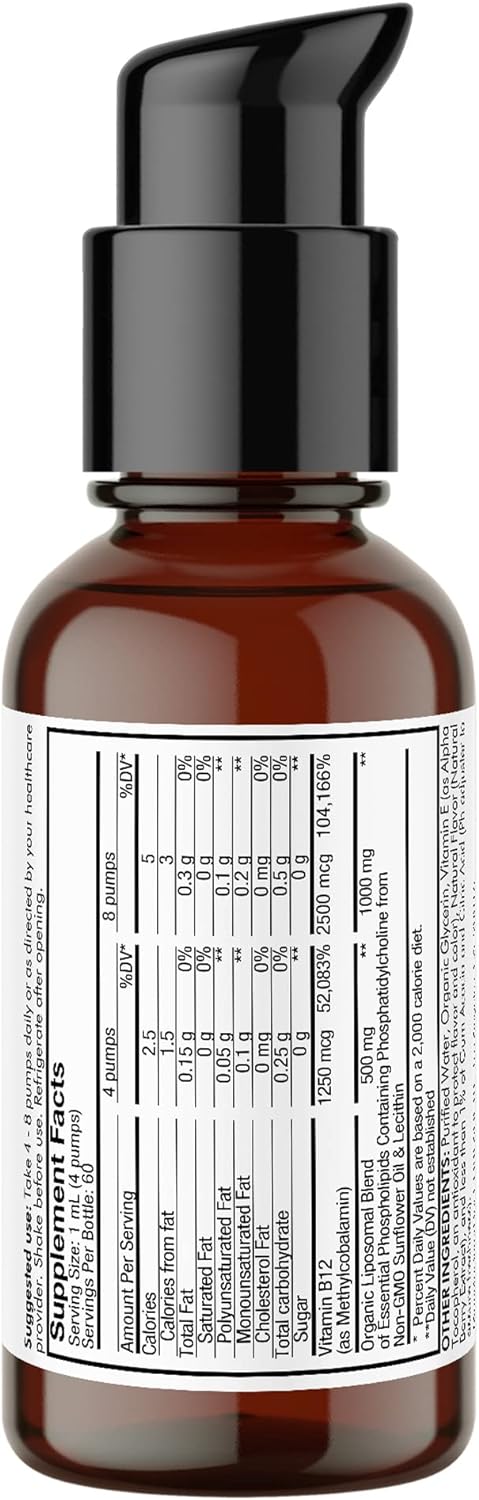 Codeage Liquid Vitamin B12 Methylcobalamin Supplement, 2-Month Supply, Bioavailable Methyl B12, Vegan Non-GMO, 2 fl oz : Health & Household