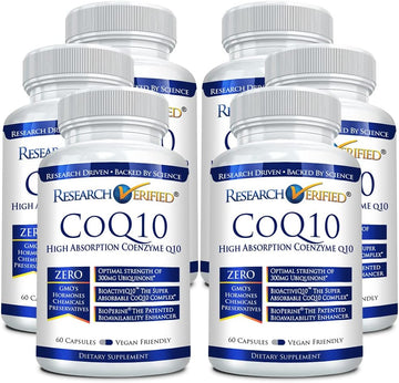 Research Verified Coq10-100% Pure Extra Strength 300Mg Coq10 – Improved Absorption And Bioavailability With Bioperine - Boost Antioxidant Levels, Improve Cardiovascular Health, 60 Vegan Capsules