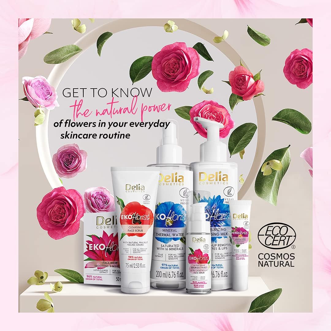 Delia Cosmetics - EKOflorist - Soothing & Vitalizing Day Cream - Light Formula - Vegan, Natural Cosmetic - Shea Butter, Argan Oil and Hibiscus Extract - Moisturized, Nourished Skin - Anti Aging - 50ml : Amazon.co.uk: Beauty