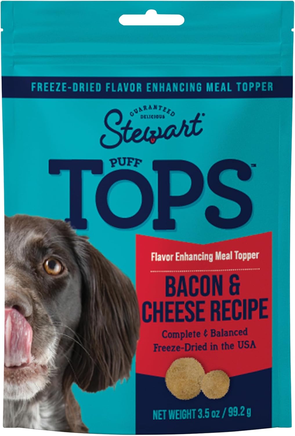 Stewart Freeze Dried Dog Food Topper, Pufftops, Made In Usa With Real Bacon, Healthy, Natural, Freeze Dried Dog Treats, Delicious Dog Food Toppers, Bacon And Cheese Recipe, 3.5 Ounce Resealable Pouch