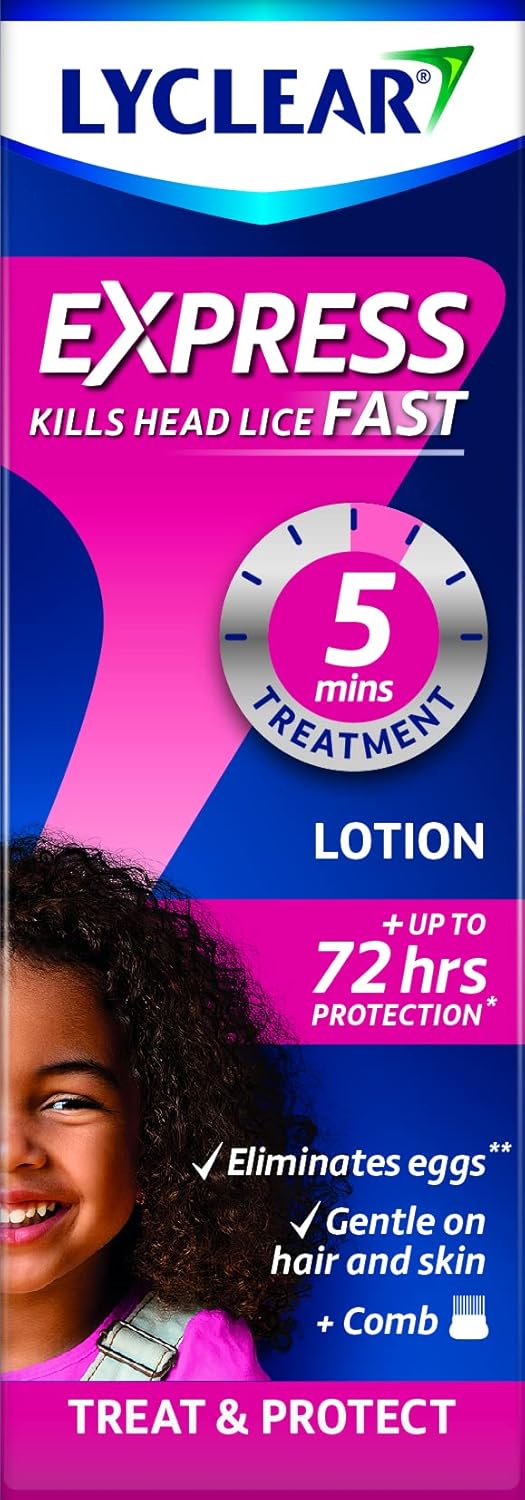 Lyclear Express Treat & Protect Lotion - Kills Head Lice & Eggs – Effective In Just 5 Minutes On Head Lice & Helps Protect For Up-To 72 Hours* – 100Ml Lotion Format
