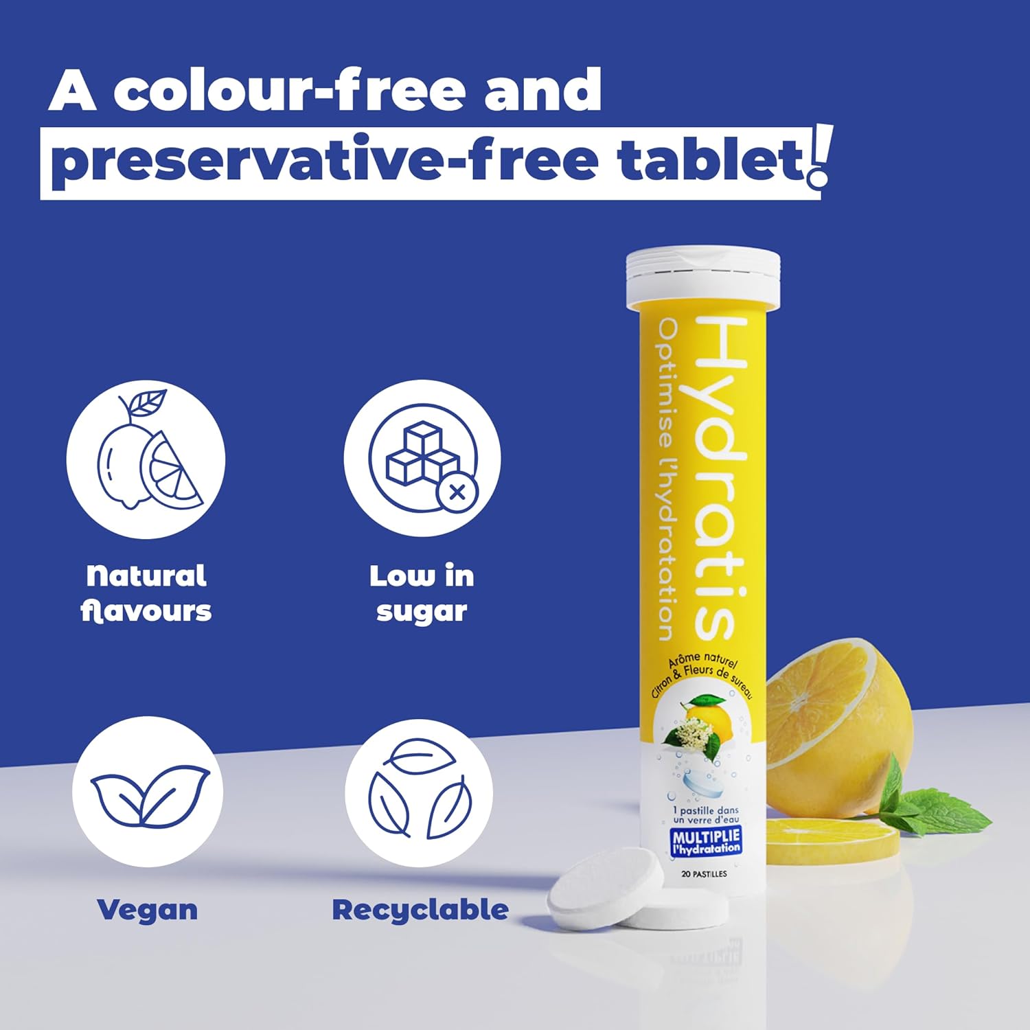 Hydratis – Electrolyte Hydration Tablets – Neutral Flavor – Enhances Hydration & Supports Energy – Isotonic Formula – Sport, Recovery, Wellness, Healthy Skin – 1 Tube (20 Tablets)