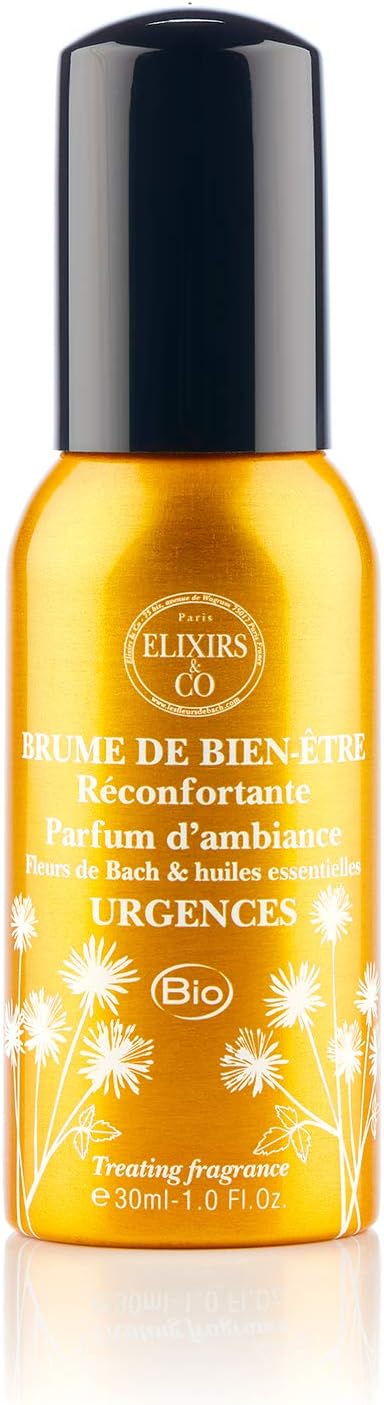 Elixirs & Co . 01080030 Wellness Mist Emergency Bach Flower Essentiales Oils Or, Gold, 3.5 X 3.3 X 11 Cm