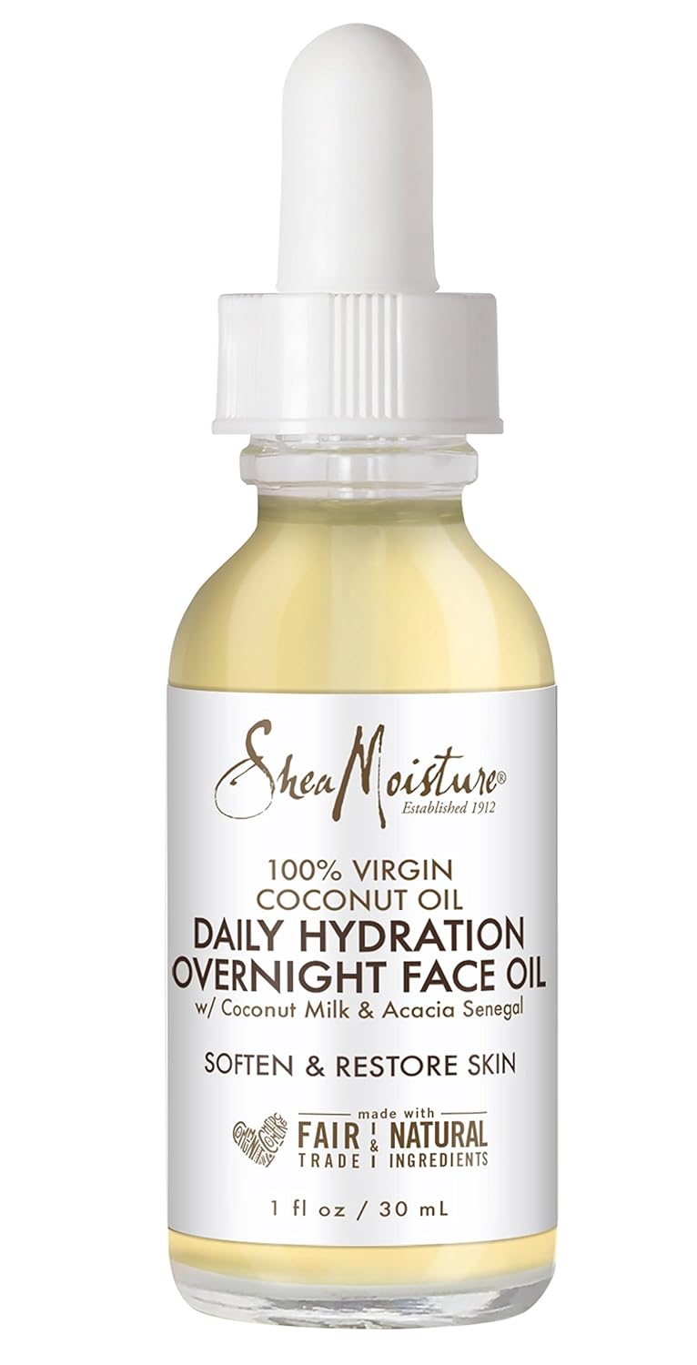 SheaMoisture Overnight Face Oil for All Skin Types 100% Virgin Coconut Oil for Daily Hydration 1 oz