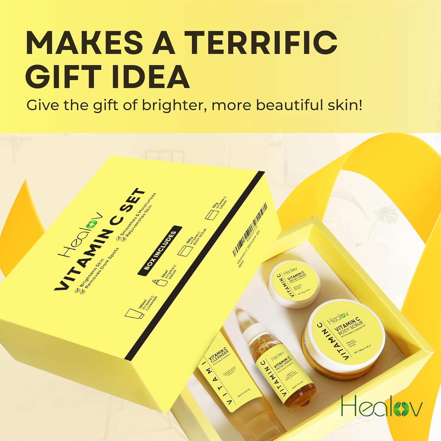 Vitamin C Skincare Set – Hydrating Facial Cleanser, Exfoliating Body Scrub, Face Cream & Anti Aging Serum – Vit C Reduces Dullness, Fine Lines, Wrinkles, Dark Circles – Travel Kit For Youthful Skin : Beauty & Personal Care