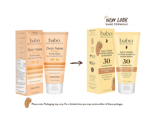 Babo Botanicals Daily Sheer Mineral Tinted Sunscreen Spf30 - Natural Zinc Oxide & Titanium Dioxide - Tinted - Healthy Glow - Fragrance-Free -Rosehip Oil & Hyaluronic Acid - For Face - For All Ages