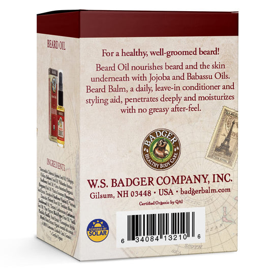 Badger Beard Grooming Kit, Beard Oil & Beard Balm, Babassu & Jojoba, Certified Organic, Facial Hair Leave-In Conditioner