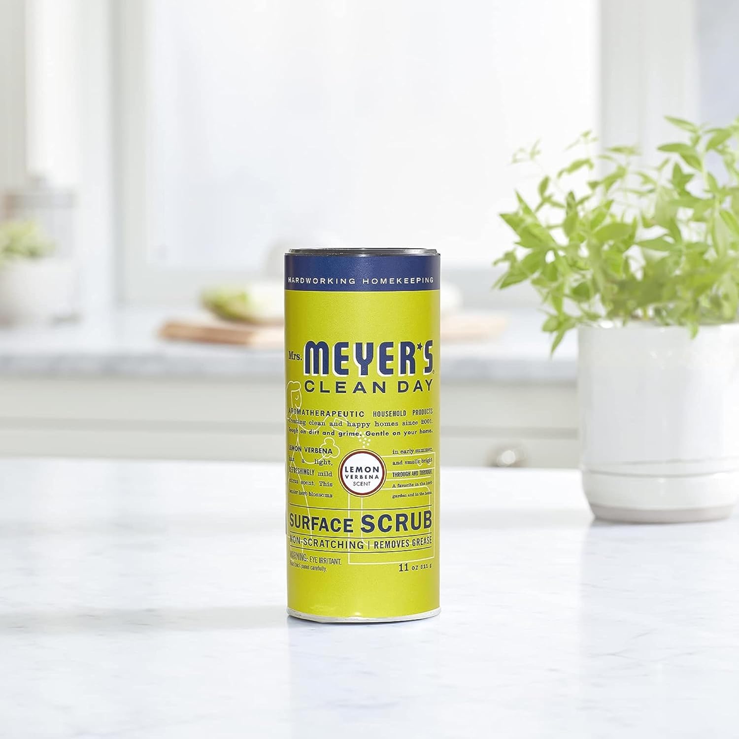 Mrs. Meyer'S Clean Day Multi-Surface Scrub, Non-Scratch Powder Cleaner, Removes Grime On Kitchen And Bathroom Surfaces, Lemon Verbena, 11 Oz