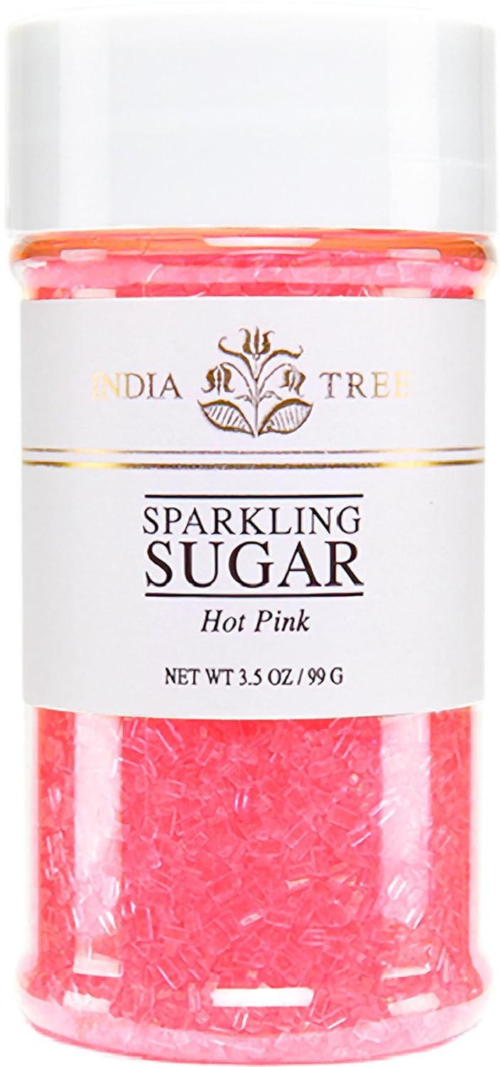 Pure Hot Pink Sparkling Sugar , Shimmery Sugar Sprinkles For Baking And Decorating, Small , 3.5 Oz Jar (Pack Of 1)