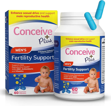 Conceive Plus Fertility Supplements For Men - Male Fertility Support, Optimal Sperm Count & Motility - Maca, L-Arginine, Zinc, Folate Folic Acid & Magnesium - Prenatal Vitamins For Men  60 Capsules