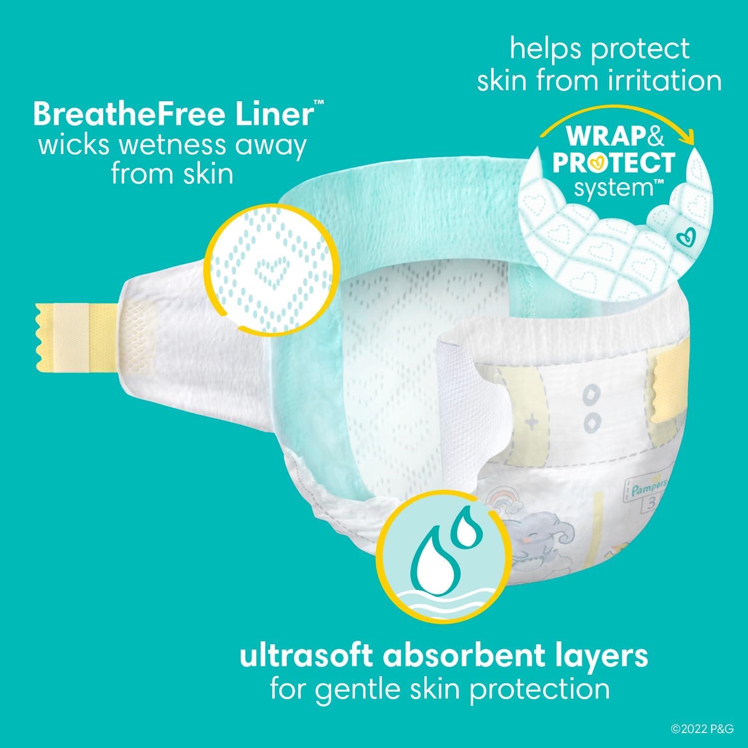 Pampers Swaddlers Disposable Baby Diapers Size 3, 2 Month Supply (2 x 168 Count) with Sensitive Water Based Baby Wipes 12X Multi Pack Pop-Top and Refill (1008 Count) : Baby