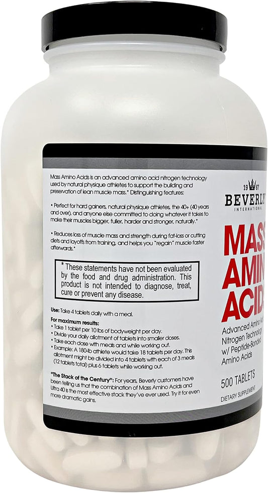 Beverly International Mass Amino Acids, 500 Tabs. Use Pre-Post Workout