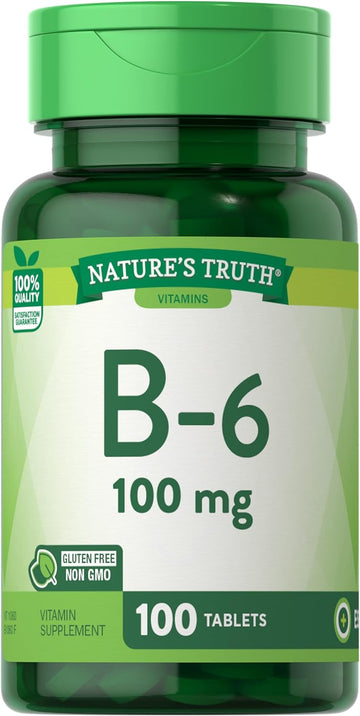 B6 Vitamin | 100Mg | 100 Tablets | Vegetarian, Non-Gmo & Gluten Free Supplement | By Nature'S Truth