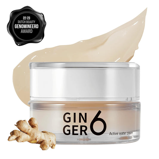 Ginger 6 Active Water Cream For Face, 1.69Fl. Oz. - Lightweight Hydrating Gel Moisturizer, Oil-Free Water Cream With 76% Ginger Water Extract, 10 Hyaluronic Acids, And Peptides For Glass Skin