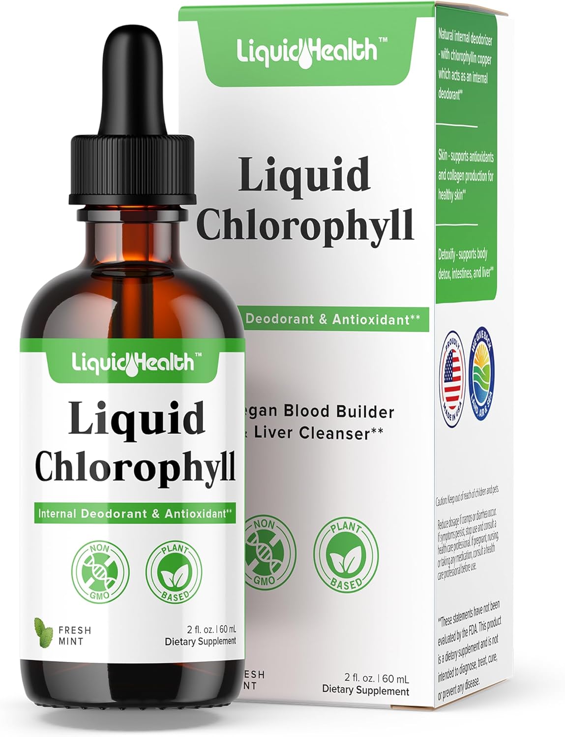 Liquidhealth Liquid Chlorophyll Drops - Internal Deodorizer, Liver Detox, Immune Support, Stop Bad Breath, Reduce Appetite, Vegan, Non-Gmo (2 Oz)