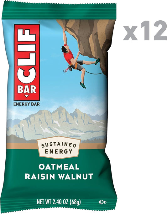 Clif Bar - Oatmeal Raisin Walnut - Made With Organic Oats - Non-Gmo - Plant Based - Energy Bars - 2.4 Oz. (12 Pack)