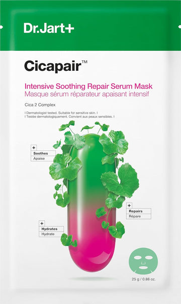 Dr.Jart+ Cicapair Sensitive Skin Serum Face Mask For Redness With Centella Asiatica | Sheet Mask | Korean Skin Care