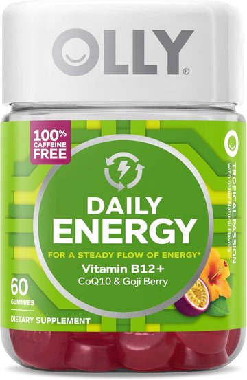 Olly Daily Energy Gummy Caffeine Free Vitamin B12 Coq10 Goji Berry, Tropical Flavor, 60, 720 Count, (Pack of 12) : Health & Household