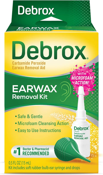 Debrox Ear Wax Removal Kit - Includes Bulb Syringe And 0.5 Fl Oz Removal Drops For Cleaning Ears