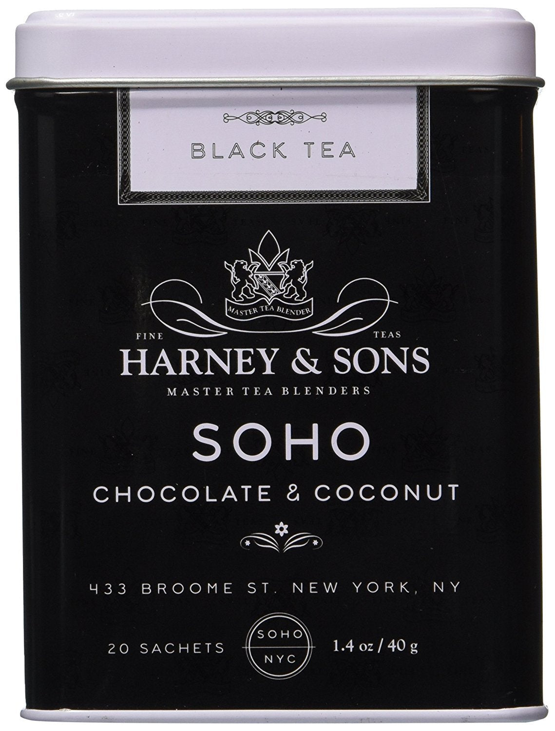 Harney & Sons Soho Chocolate Coconut Tea - 20 Count Sachet Tin