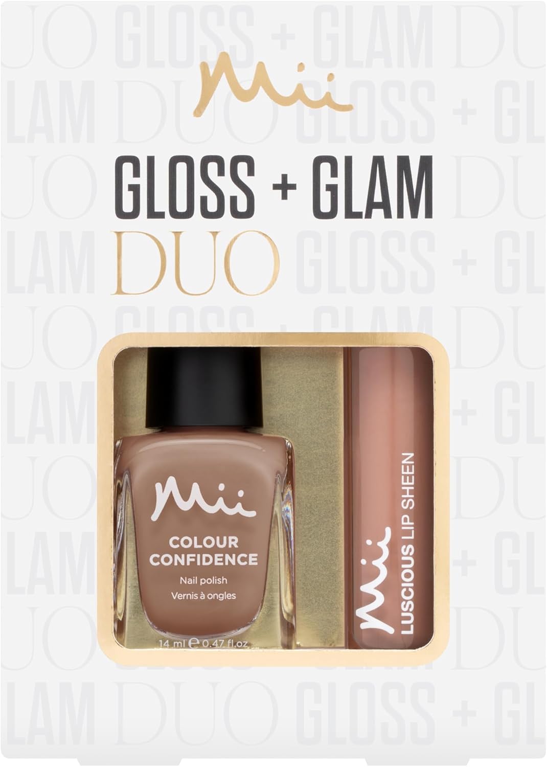 Mii Cosmetics Gloss + Glam Lip Gloss And Nail Polish Duo Gift Set, Beauty Kit, Hydrating Lipgloss And Long-Lasting Nail Polish, Perfect Makeup Gift Set For Women, Pamper + Big Tease