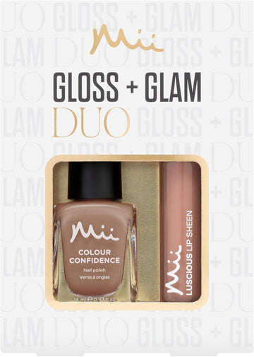 Mii Cosmetics Gloss + Glam Lip Gloss And Nail Polish Duo Gift Set, Beauty Kit, Hydrating Lipgloss And Long-Lasting Nail Polish, Perfect Makeup Gift Set For Women, Pamper + Big Tease