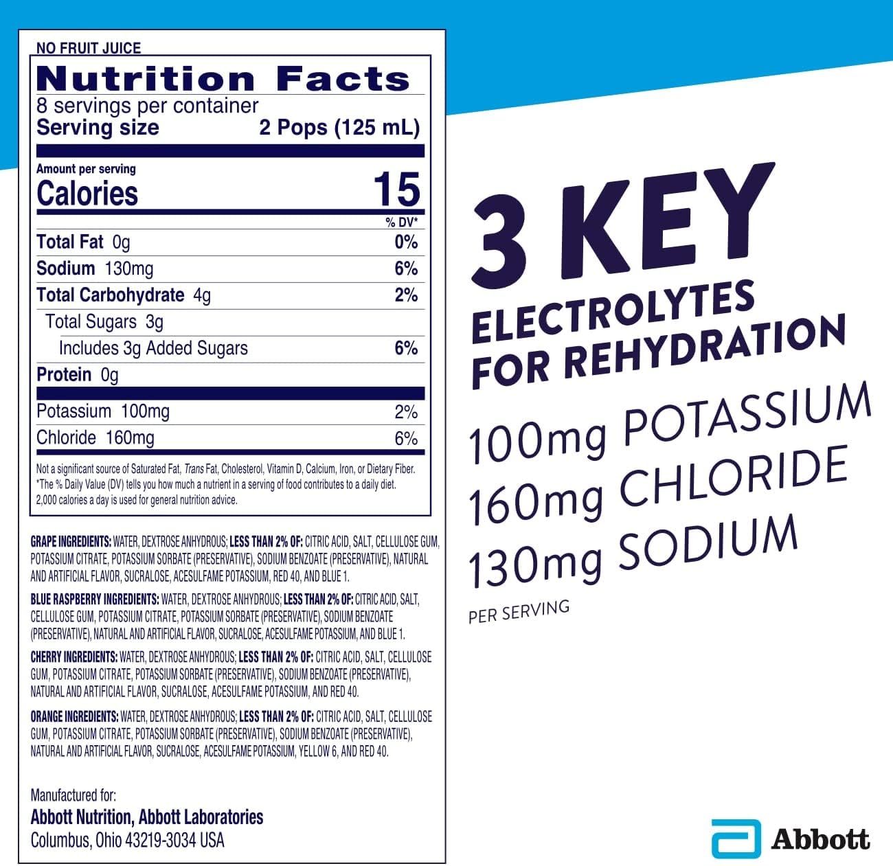 Pedialyte Electrolyte Solution Freezer Pops, Variety Pack, 16 Count (Pack of 4) : Baby
