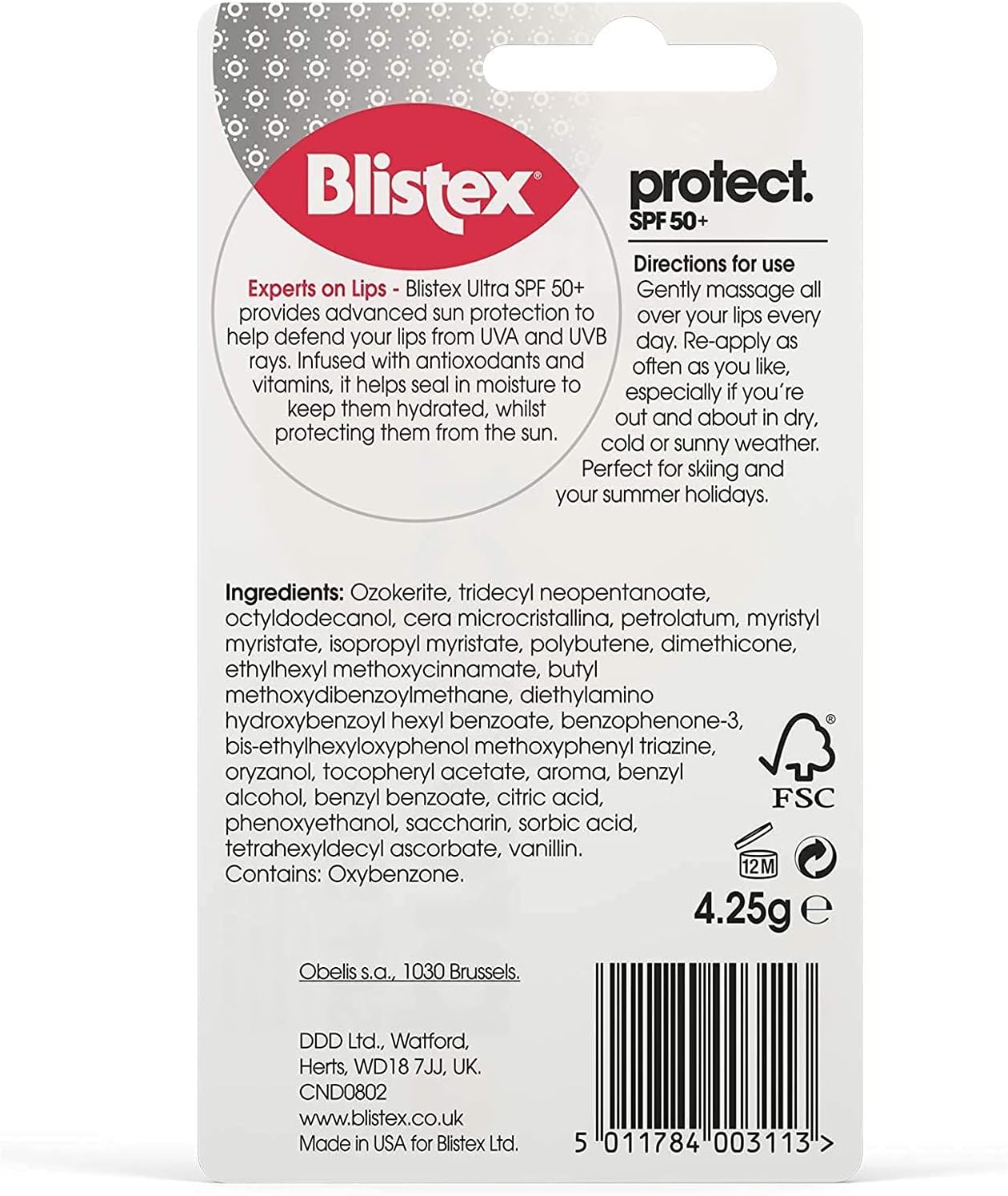 Blistex Ultra Lip Balm with SPF 50 Plus Lip Protection from UVA and UVB Rays, 4.25 g (3 Pack) : Amazon.co.uk: Beauty