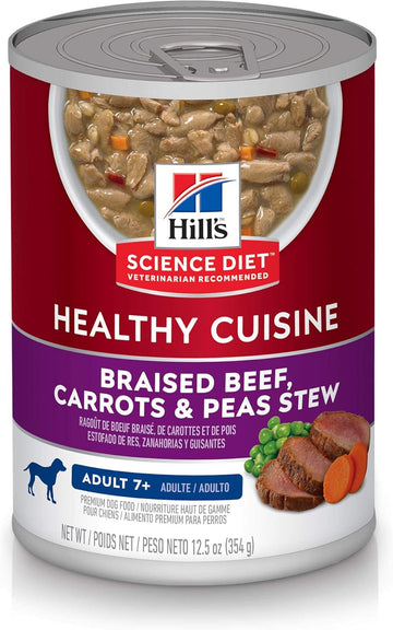 Hill'S Science Diet Healthy Cuisine, Senior Adult 7+, Senior Premium Nutrition, Wet Dog Food, Braised Beef, Carrots & Peas Stew, 12.5 Oz Can, Case Of 12