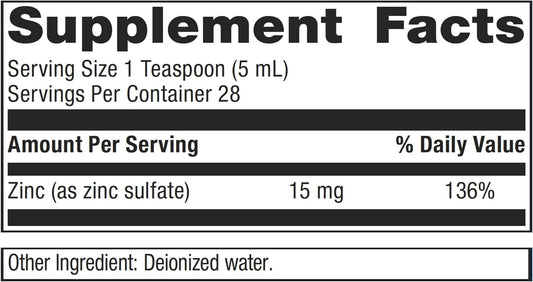 Metagenics Zinc Drink - Liquid Zinc Supplement - Trace Mineral - Immune System & Enzymes Support* - With Zinc Sulfate - Non-Gmo, Gluten-Free, Vegetarian - 4.7 Fl Oz