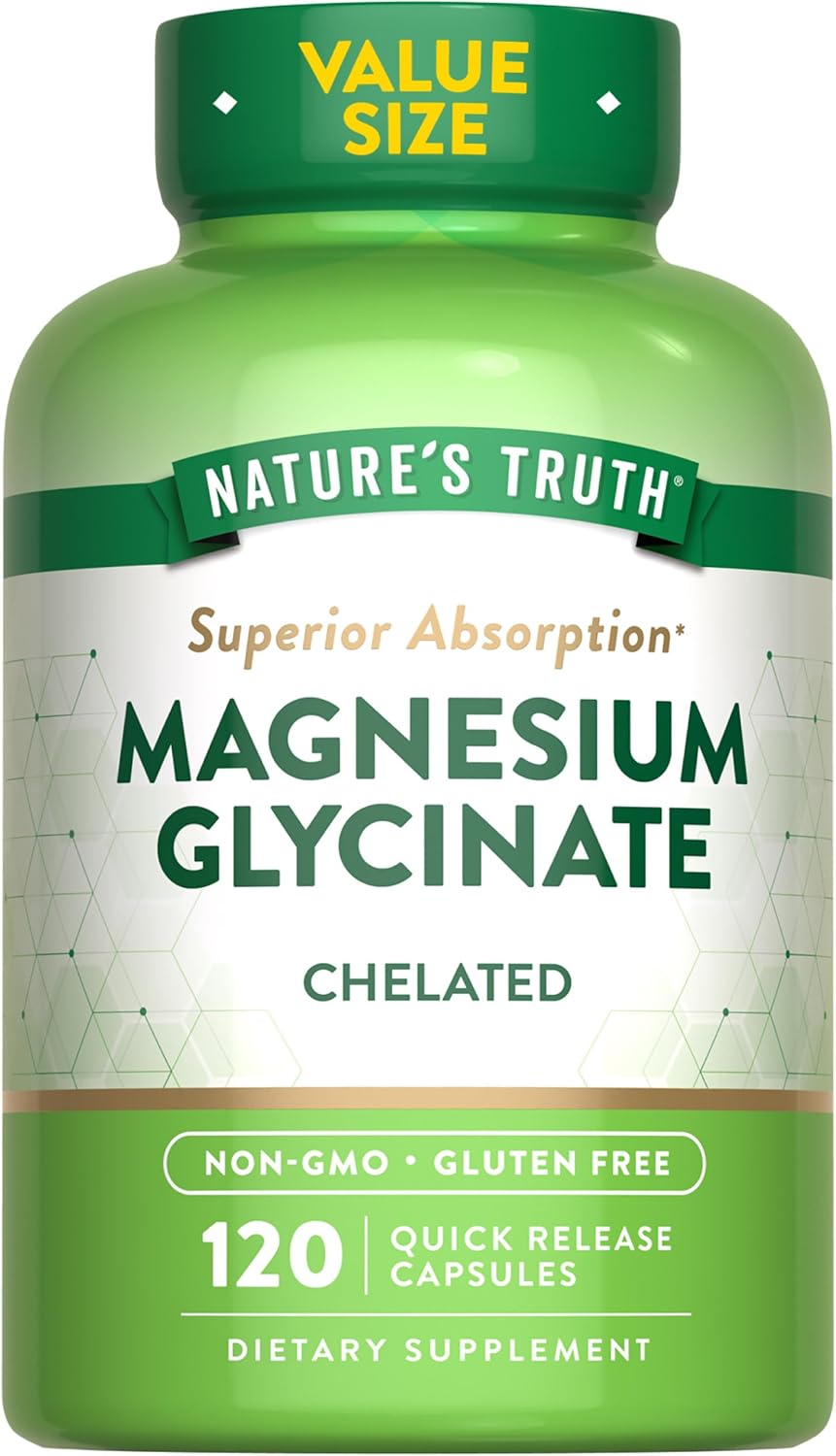 Nature'S Truth Magnesium Glycinate 200Mg | 120 Capsules | High Absorption Chelated Magnesium | Non-Gmo & Gluten Free Mineral Supplement