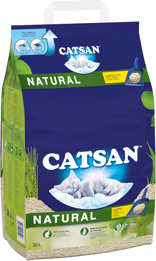 Catsan Natural Clumping Cat Litter 20 Litre Bag, 100 Percent biodegradable, extra absorbent?393644