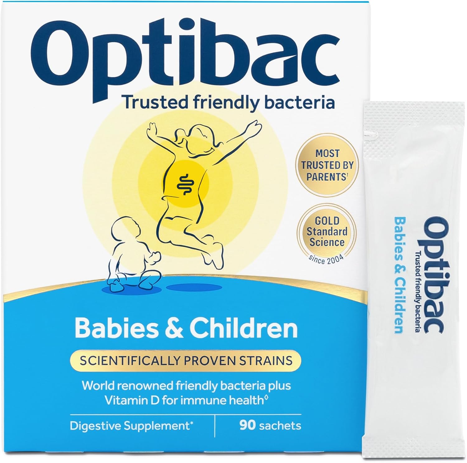 Optibac Probiotics Babies & Children - Probiotic For Immune System Support With Vitamin D Booster & 3 Billion Bacterial Cultures - 90 Sachets