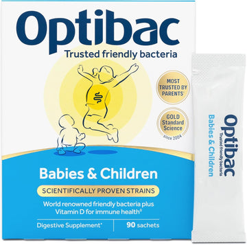 Optibac Probiotics Babies & Children - Probiotic For Immune System Support With Vitamin D Booster & 3 Billion Bacterial Cultures - 90 Sachets