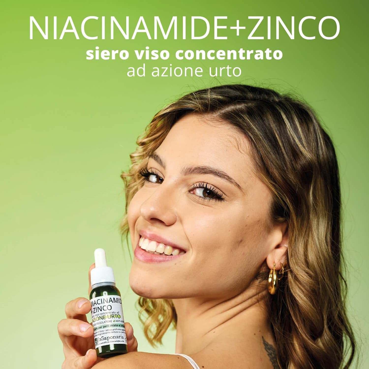 La Saponaria Niacinamide + Zinc Serum, Vitamin B3, Anti-Ageing, Oily Skin, Acne, Enlarged Pores, Dermatologically Tested, Moisturiser, Natural, Vegan, Cruelty-Free, Recycled Packaging, Organic, 30Ml