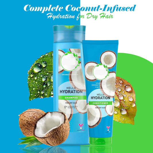 Herbal Essence Hello Hydration Shampoo 400Ml & Conditioner 275Ml, Coconut-Infused Hydrating Set For Dry & Damaged Hair, Moisturising, Nourishing
