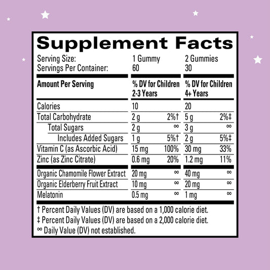 Hyland'S Kids - Sleep Aid, Calm + Immune Support, With Melatonin Sleep Aid Gummies, Helps With Sleeplessness & Restlessness, With Chamomile & Elderberry, 60 Vegan Gummies