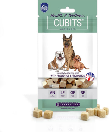 Himalayan Dog Chew Cubits With Yogurt | Natural Training Treat | Loaded With Prebiotics And Probiotics | No Crumbs - No Sticky Mess | Gluten - Lactose - Soy - Grain Free | 3.5 Oz Per Pouch