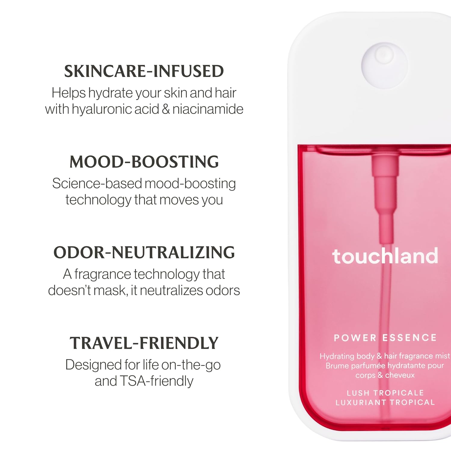 Touchland Power Essence Hydrating Body & Hair Fragrance, Rich Pistachio, 2 Fl. Oz. Travel Size Body Mist : Beauty & Personal Care