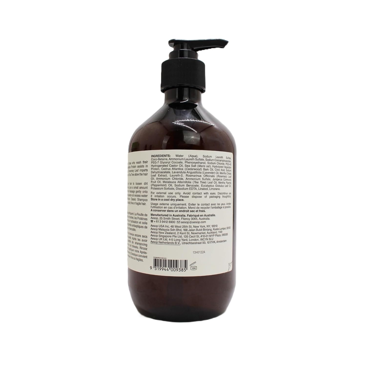 Aesop Shampoo | Soften Hair, Restore Shine | Bergamot Rind, Frankincense, Cedar Atlas | 16.9 Oz / 500Ml : Beauty & Personal Care
